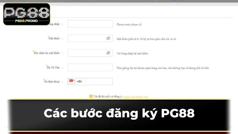 Các bước đăng ký PG88